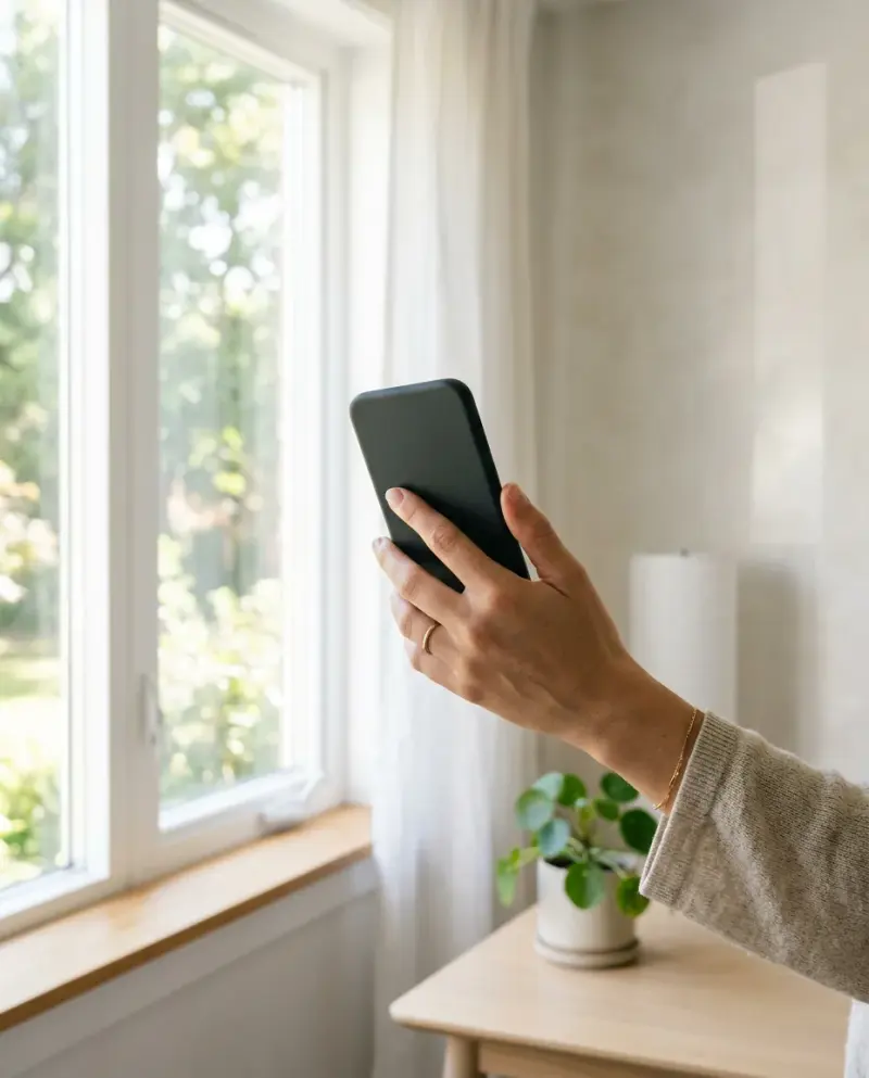 Lifestyle Fotografie Smartphone am Fenster
